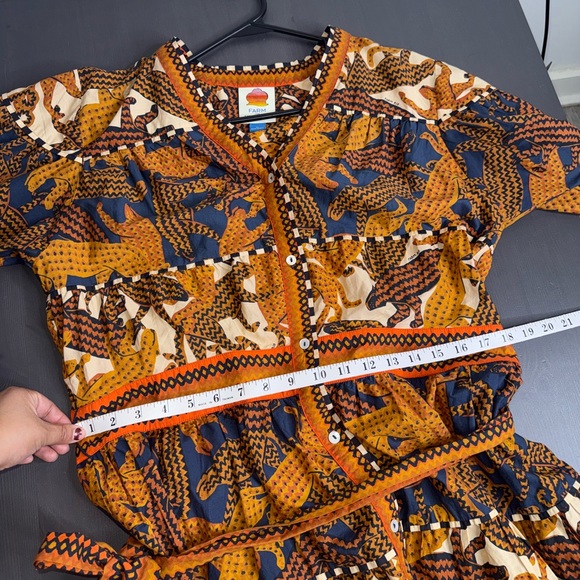 FARM RIO Anthropologie Long Sleeve V-Neck Printed Mini Dress - Picture 10 of 11